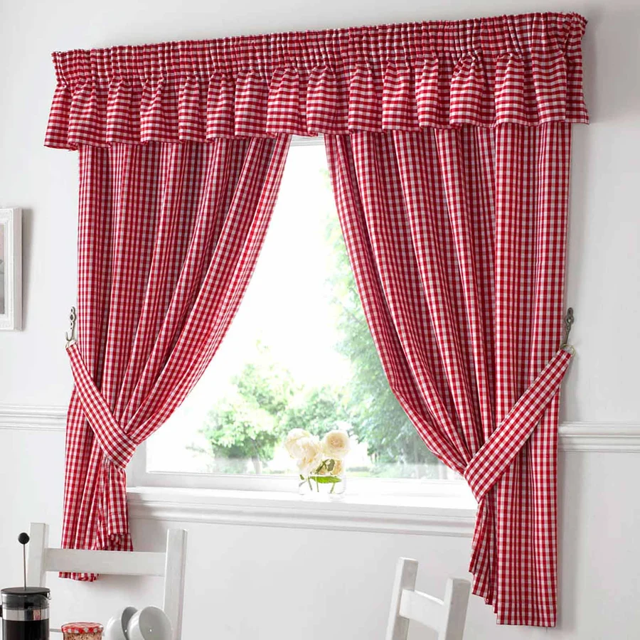 Red Pelmet Curtains