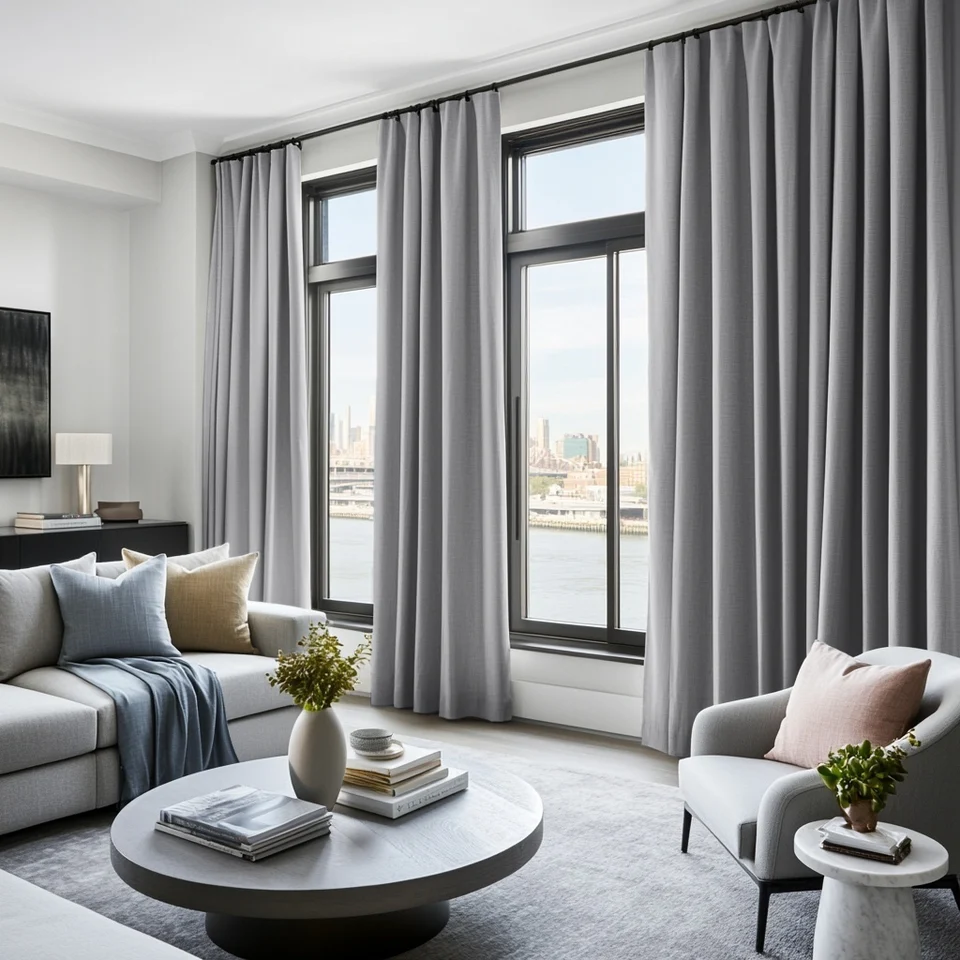 Stone Grey Linen Thermal Curtains