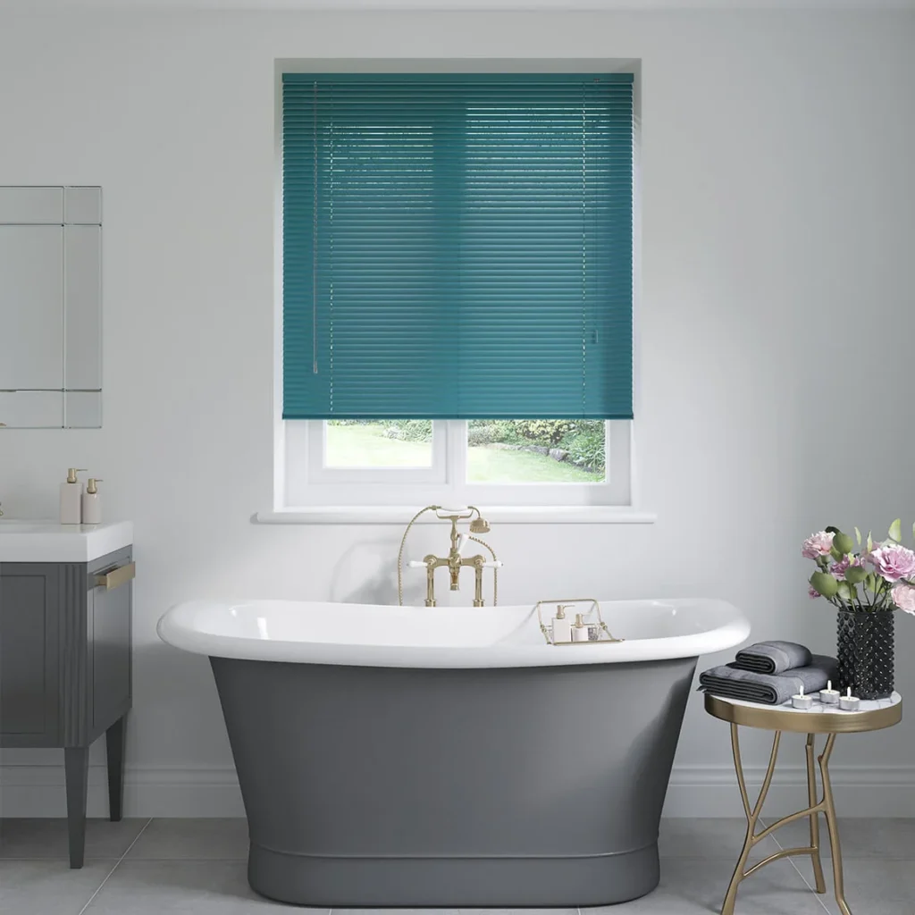 Teal Green Bathroom Blinds
