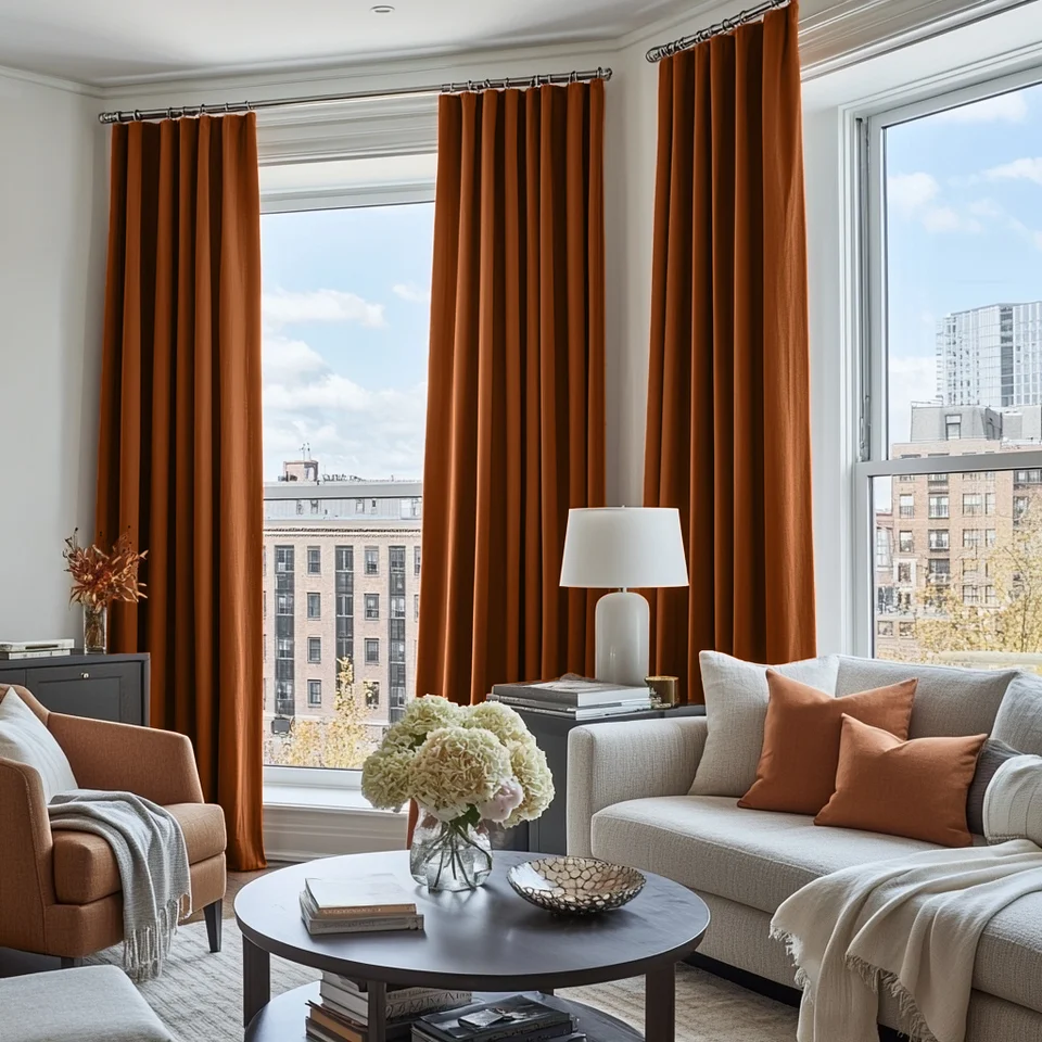 Terracotta Linen Thermal Curtains