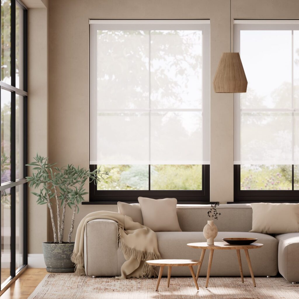 White Voile Living Room Blinds